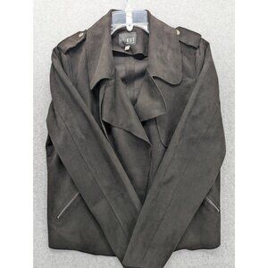 KUT From The Kloth Jacket Womens Large Black Faux Suede Moto Zip Pockets